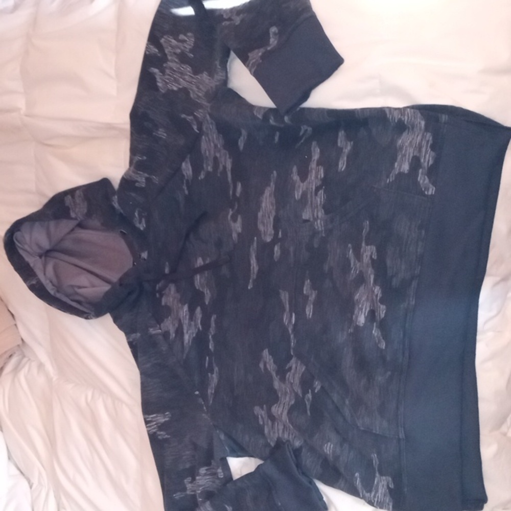 Women's Black and Grey Camouflage Hoody